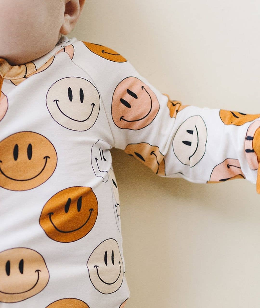 Smiley Bamboo Zip Romper | Copper: 18-24M