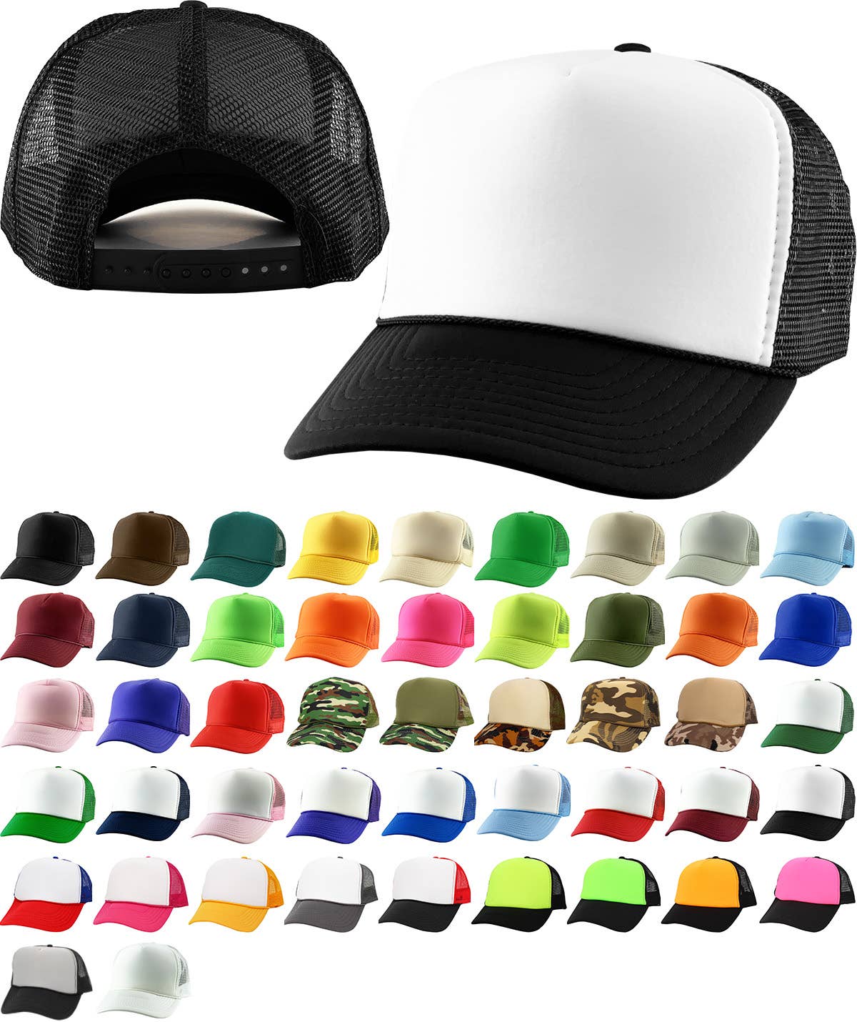 Classic Foam Front Trucker Hat: Pink-White