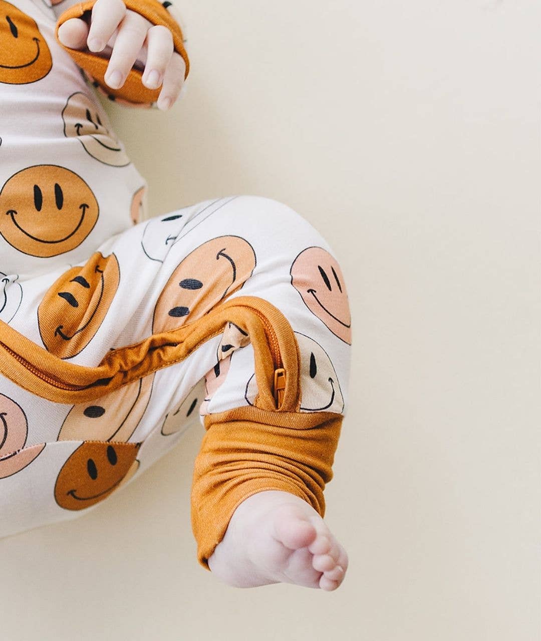 Smiley Bamboo Zip Romper | Copper: 18-24M