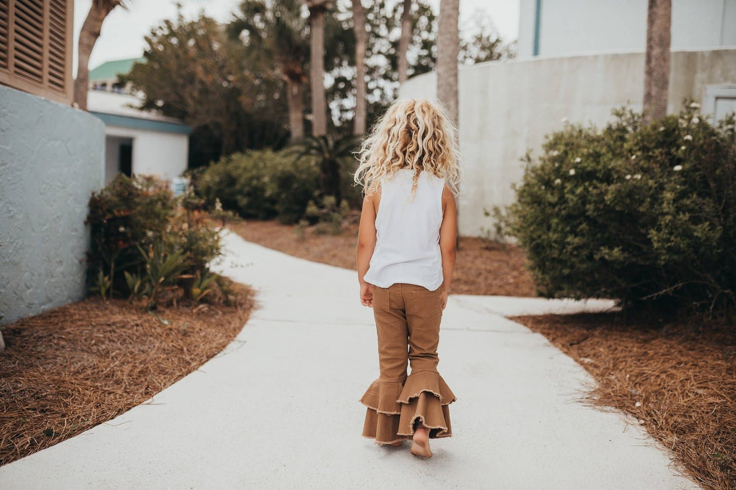 Kids Khaki Denim Double Ruffle Pant Jeans: 4