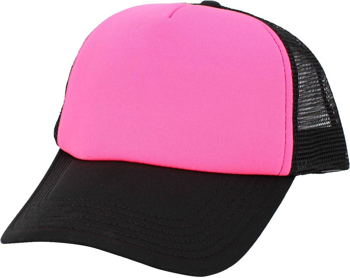 Classic Foam Front Trucker Hat: H.pink-White