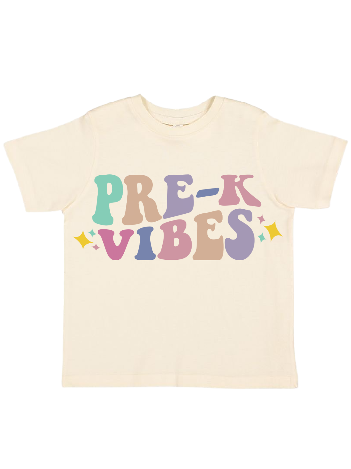 Pre-K Vibes Retro Kids First Day School T-Shirt in Natural