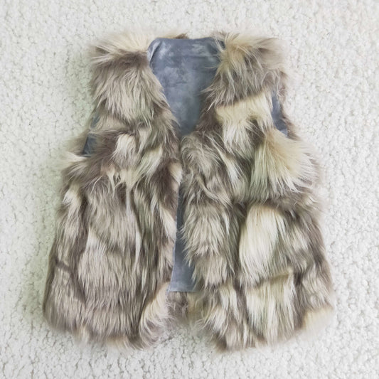 Faux fur girls vest