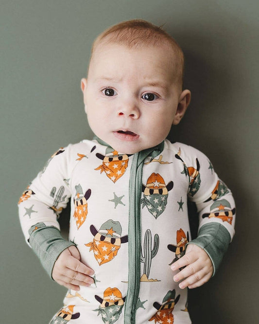 Bamboo Zip Romper | Smiley Cowboy: 18-24M