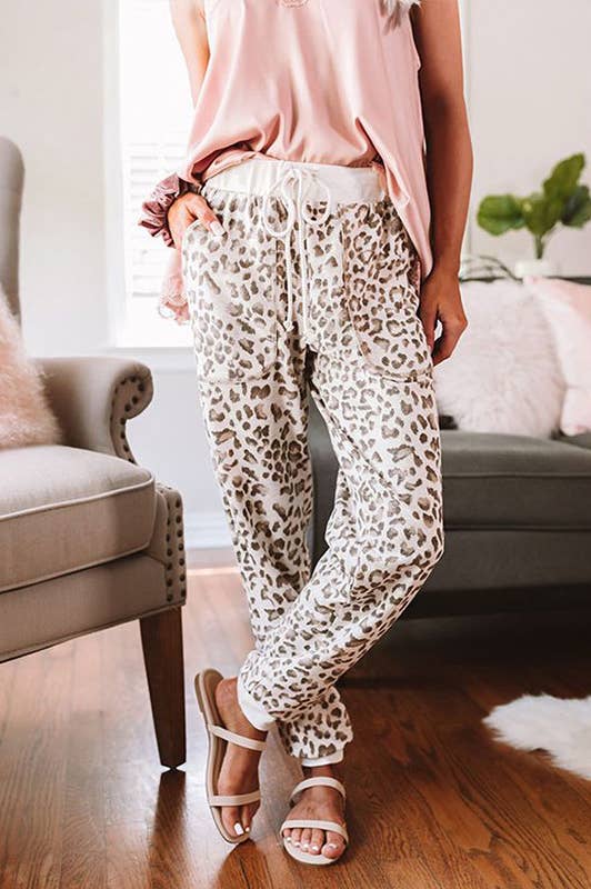 Leopard Print Drawstring Trousers