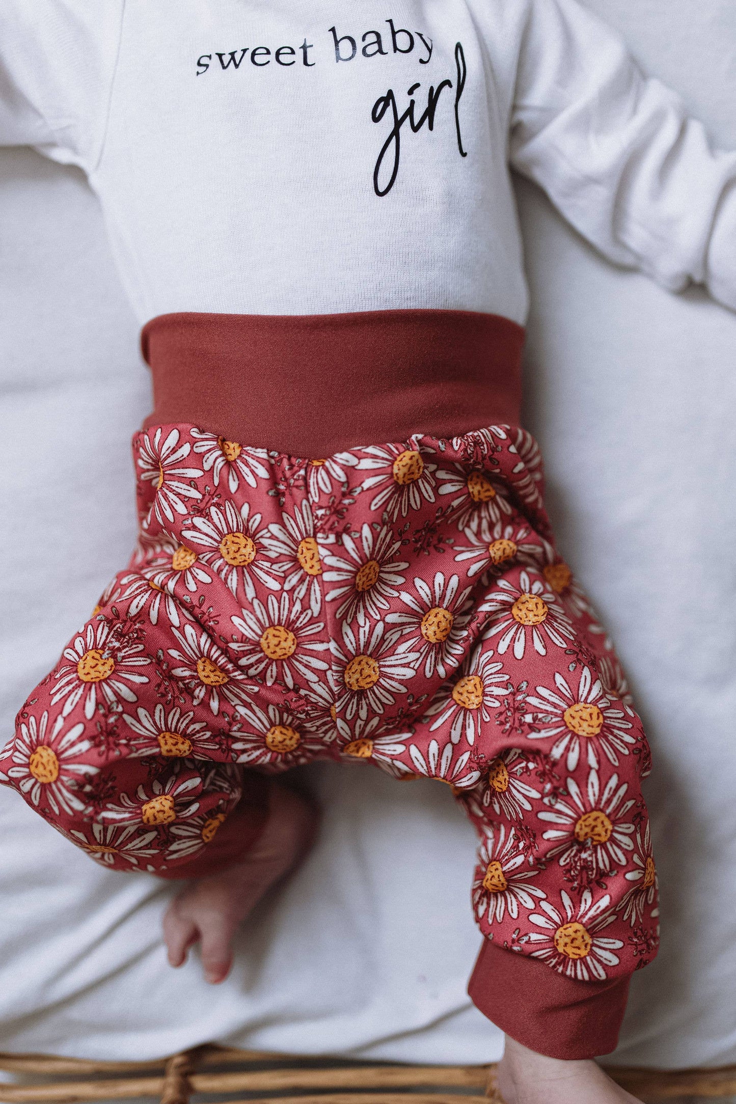 Dusty Rose Daisy • Infant/Toddler Joggers: 3-12m