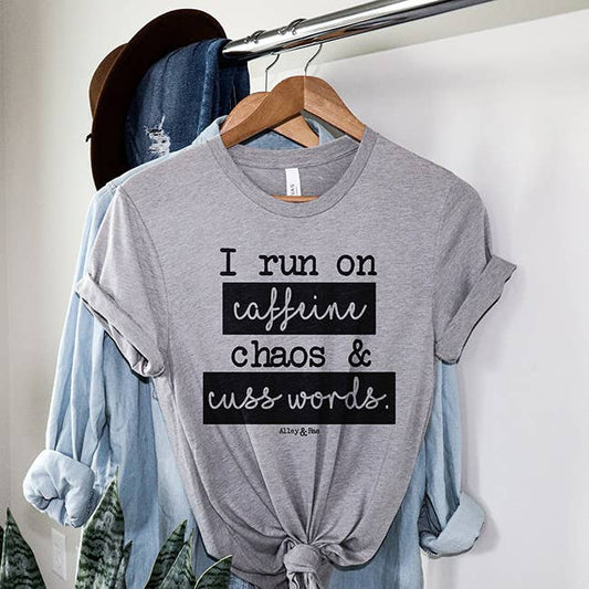 Caffeine and cuss words tee Medium